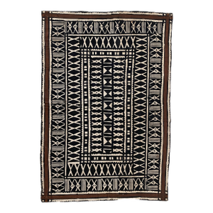 Vintage West African Mud Cloth–Style Geometric Textile, Mounted