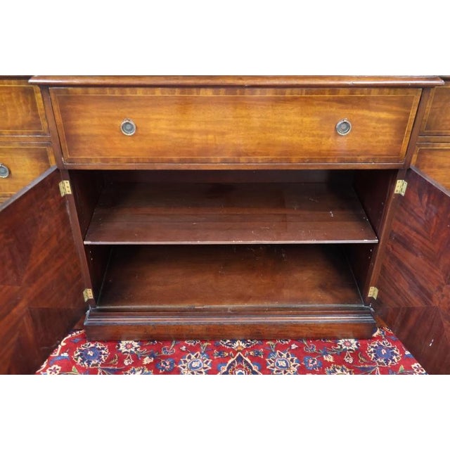 Mid 20th Century Grosfeld House Flame Mahogany Inlaid China Cabinet Bookcase Breakfront For Sale - Image 18 of 18