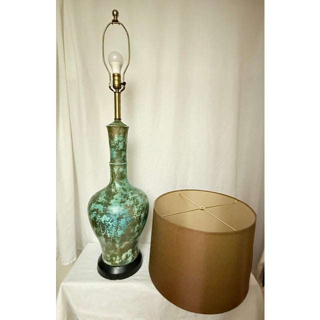With shade- 17”x17”x 41” tall Without shade to top of socket: 10”x10”x 34”tall Illuminate your space with this vintage...