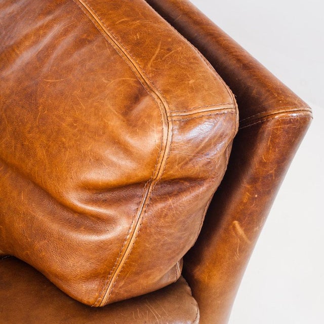 Vintage Camel Leather Convertible Sofa Bed, France, 1980s For Sale - Image 16 of 18