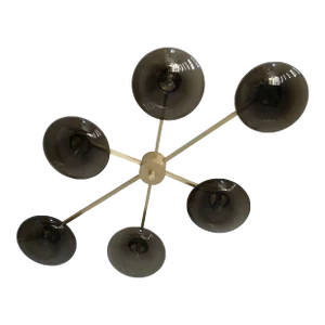Angelo Satin Brass Smoky Glass Flush Mount by Fabio Ltd