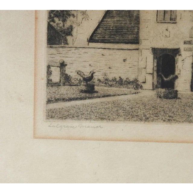English Vintage Sulgrave Manor in England Etching For Sale - Image 3 of 5