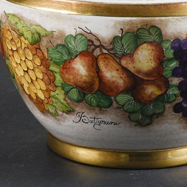 Hand-Decorated Ceramic Cache Pot by Batignani Prochet Torino For Sale - Image 4 of 10