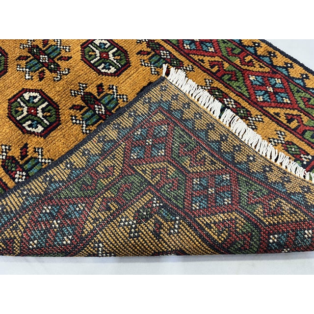 Terracotta Brown Turkmen Wool Runner Rug, Tribal Geometric Gul Design For Sale - Image 13 of 13