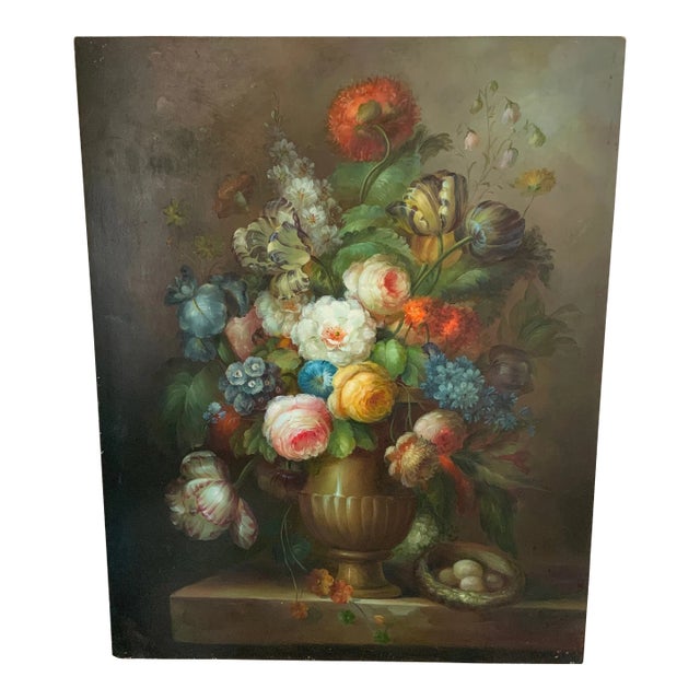 Vibrant Dutch Still Life Painting on Board For Sale