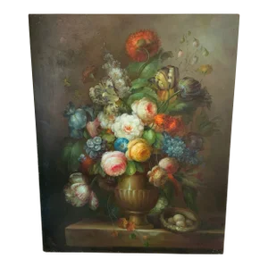 Vibrant Dutch Still Life Painting on Board