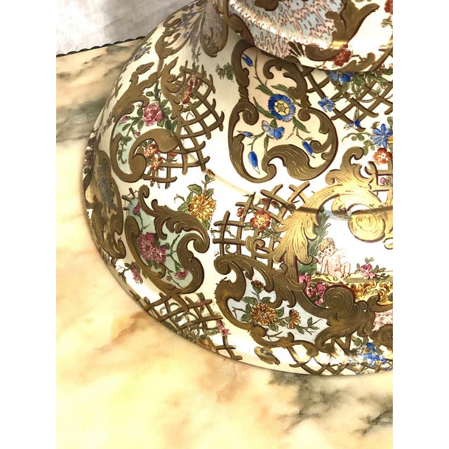 Antique Fischer J. Budapest Charlotte Porcelain Flower Stand, 1890 For Sale - Image 12 of 13