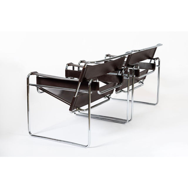 Mid Century Dark Brown Leather Wassily Arm Chairs by Marcel Breuer for Knoll, Signed, 1960s For Sale - Image 13 of 13