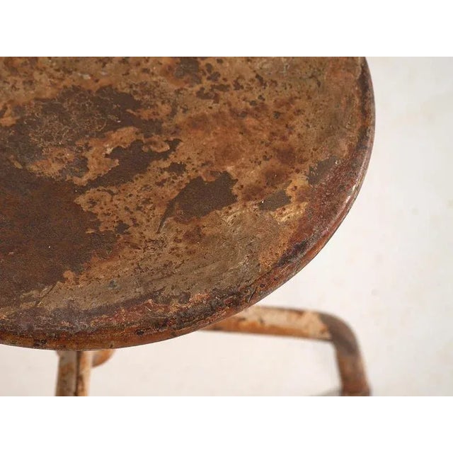 Industrial Style Metal Stool, 1950 For Sale - Image 4 of 6