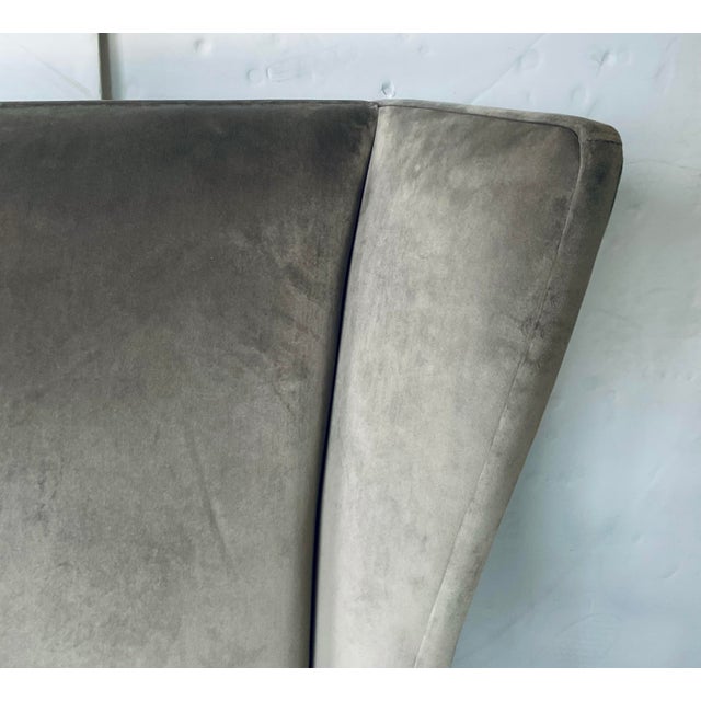 Modern Caracole Modern Gray Velvet Arms Wide Open Wingback Chair For Sale - Image 3 of 8