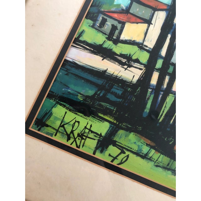 1970s Vintage Watercolor Painting Pastoral Landscape 70s For Sale - Image 5 of 7