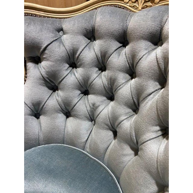 Blue Louis XV Style Bergère Blue Chairs, Set of 2 For Sale - Image 8 of 9