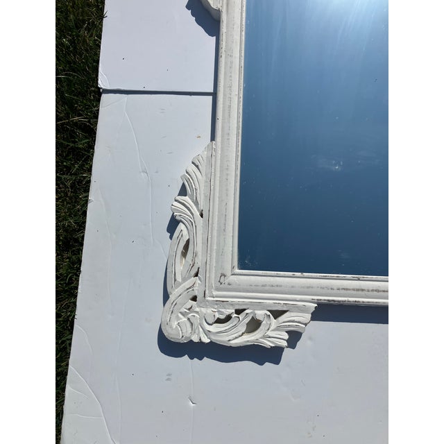 French Country 1990s Painted Carved Wood Mirror For Sale - Image 3 of 3