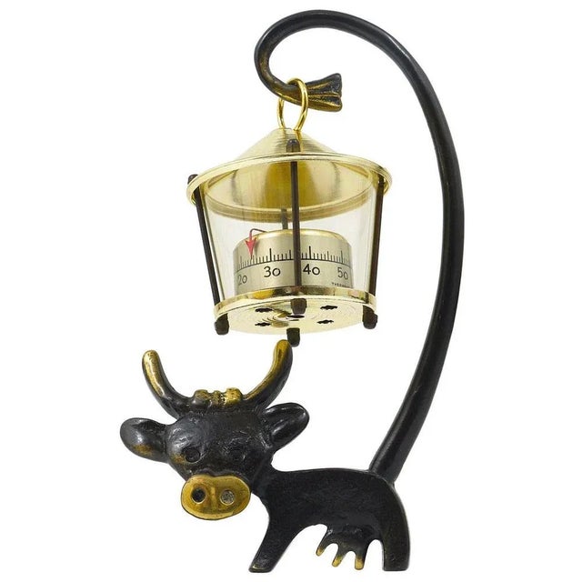 Cow Figurine with Thermometer attributed to Walter Bosse for Hertha Baller, Austria, 1950s For Sale - Image 10 of 10