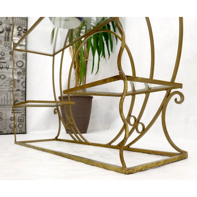 Decorative Gold Gilt Wrought Iron Glass Shelves Étagère For Sale - Image 12 of 13