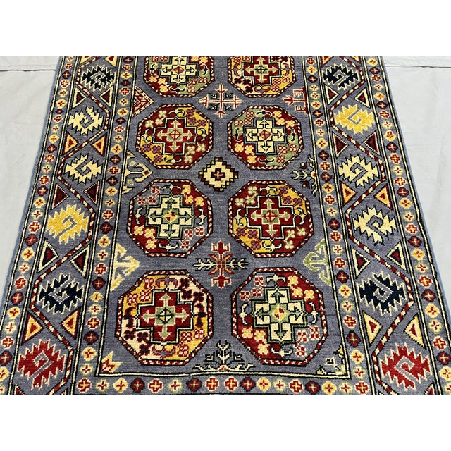 Art Deco Gray Turkmen Philpa Bokhara Design Wool Rug, 3'4" X 4'10" For Sale - Image 3 of 14