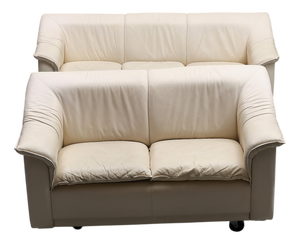 Vintage Leather Sofa Set, 1980s, Set of 2