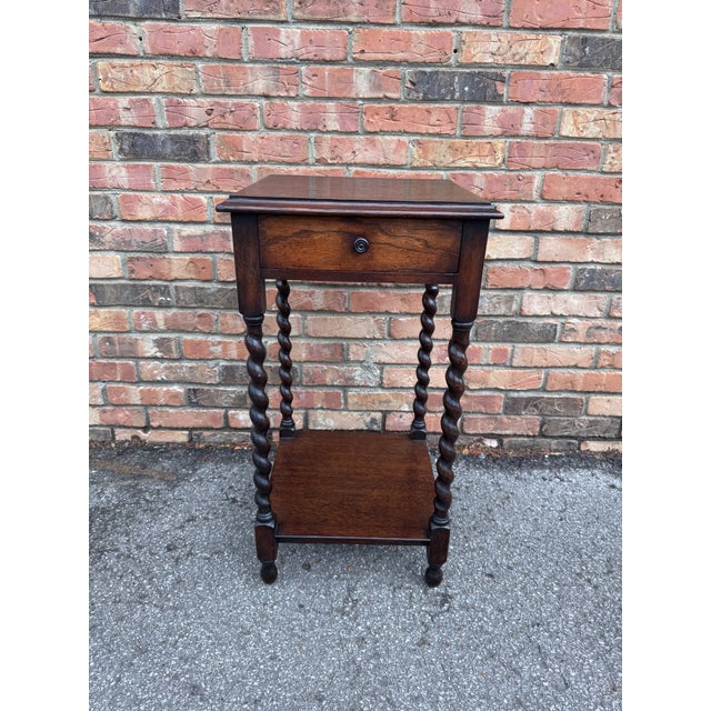 English Single Drawer Barrel Twist Side Table For Sale - Image 3 of 18
