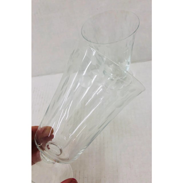 Antique Etched Glass Goblets - a Pair For Sale - Image 4 of 6
