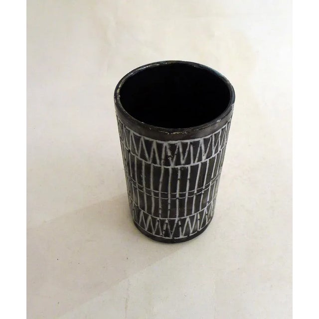 Small Mid-Century Modern Scroll Vase with Incised Geometric Decoration, 1950s For Sale - Image 13 of 14