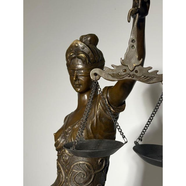 Mayer, Lady Justice, Bronze on Marble Base For Sale - Image 3 of 11