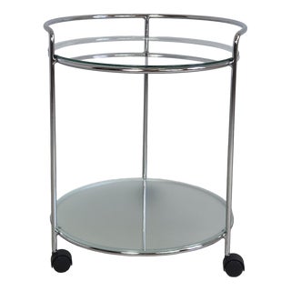 Bauhaus 2-Tiered Bar Cart in Chrome and Glass, 1980s For Sale
