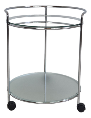 Bauhaus 2-Tiered Bar Cart in Chrome and Glass, 1980s