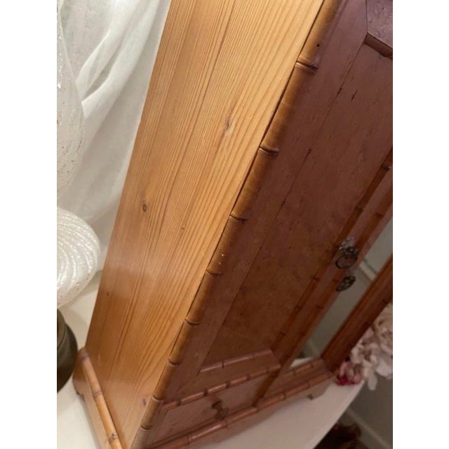 Tan Antique Miniature Birdseye Maple/*Pine Chinoiserie Wooden Armoire For Sale - Image 8 of 18