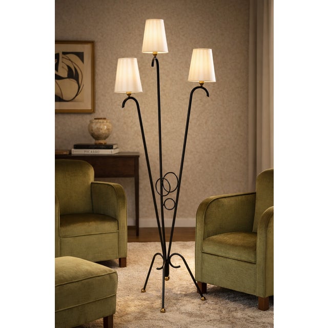 Tripod Floor Lamp in Tubular Metal, 1950s For Sale - Image 15 of 16