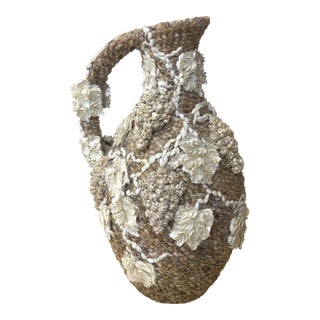Early 20th Century Shell-Encrusted Pitcher With Grapevine Design For Sale