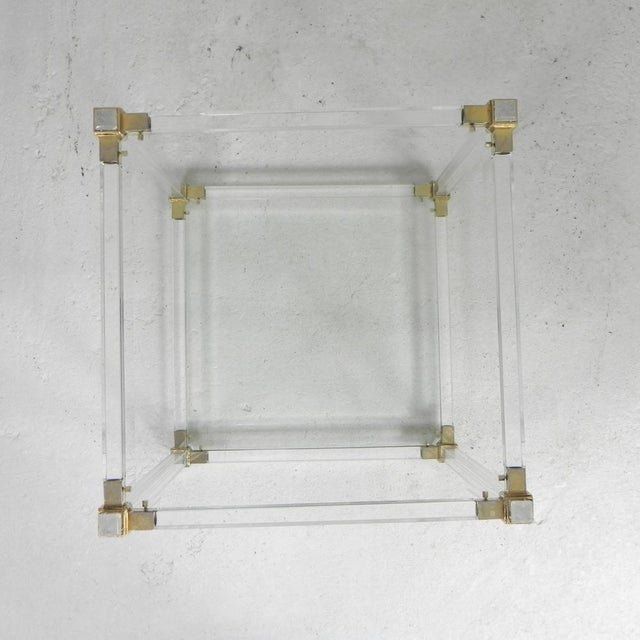 Hollywood Regency Coffee Table Acrylic Glass in Glass & Brass, 1970s For Sale - Image 13 of 14