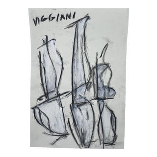 Late 20th Century Figurative Abstract Charcoal Drawing Signed Viggiani For Sale