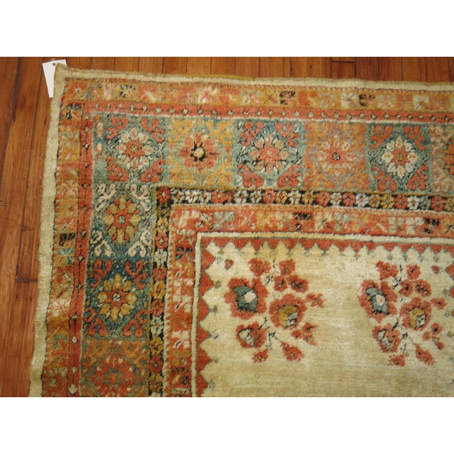 Ivory Antique Angora Wool 19th Century Turkish Oushak Rug For Sale - Image 4 of 6