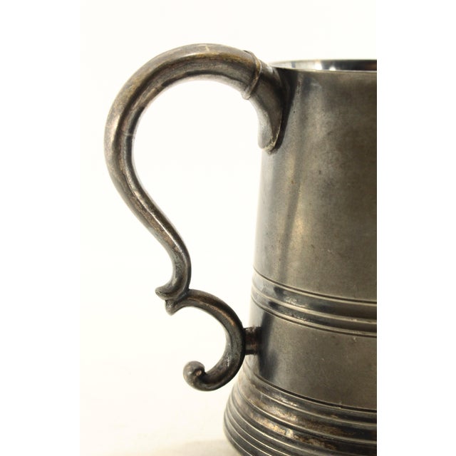 Gray 19th Century Pewter Ale / Beer Stein Tankard With Glass Bottom, MMB Initials For Sale - Image 8 of 12