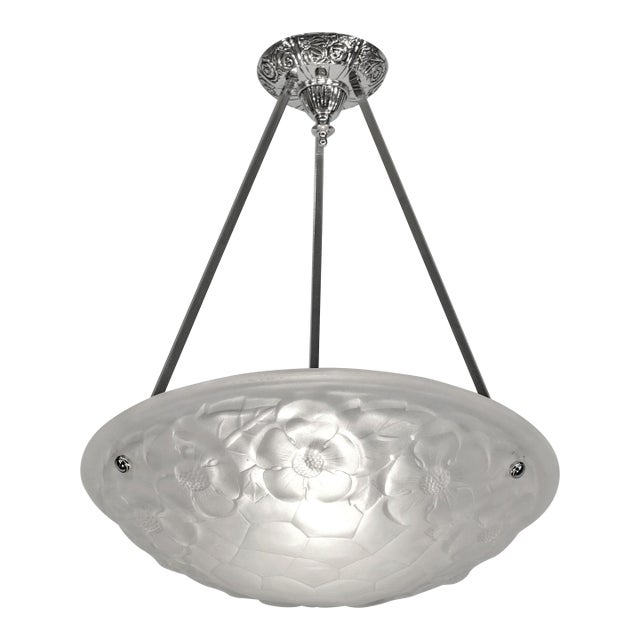 French Art Deco Pendant Light by Degue - 1920s France For Sale