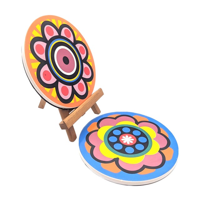 2010s Vintage Ceramic Trivets, a Pair For Sale - Image 5 of 9