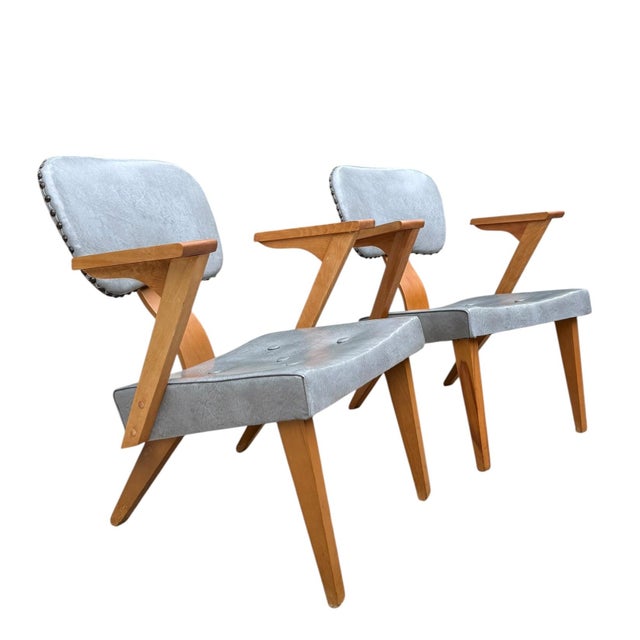 Pair of Mid-Century Modern Armchairs by Custom & Modern Upholstering Co., Gardner Ma, C. 1950 For Sale - Image 4 of 18
