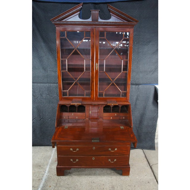 Late 18th Century Antique Late 18th Century George III Mahogany Bureau Secretary Desk & Bookcase For Sale - Image 5 of 18