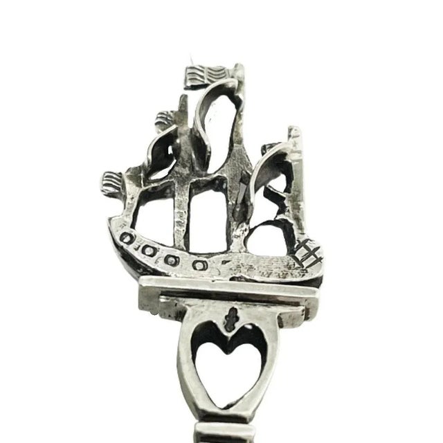 19th Century Dutch Silver Pipe Stopper with Ship For Sale - Image 3 of 6