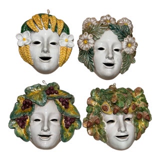1960s Cottura Made in Italy 4 Seasons Ceramic Faces For Sale
