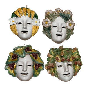 1960s Cottura Made in Italy 4 Seasons Ceramic Faces