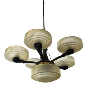 Art Deco Chandelier in Metal Glass, 1940s