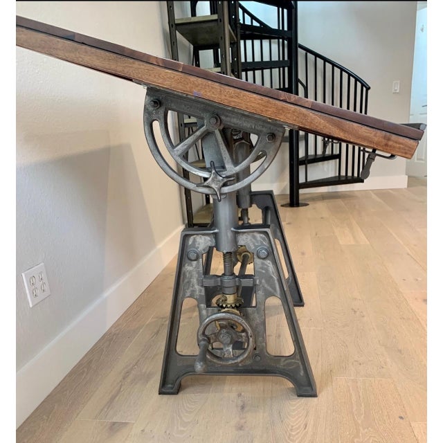 Arhaus Industrial Crank Drafting Table with Iron Base Chairish