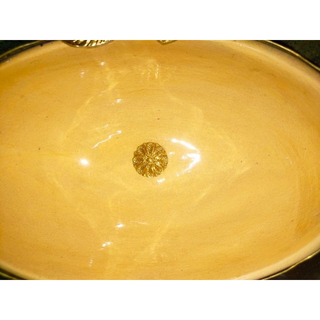 Rococo French Cobalt Blue Porcelain Garniture Set Gilt Bronze Urns & Centerpiece Bowl For Sale - Image 3 of 3