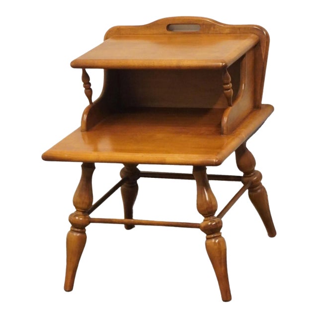 Colombia Furniture Solid Hard Rock Maple Colonial Early American 20" Accent Step End Table For Sale