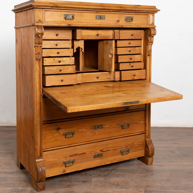 Pine secretary or "bureau" from Sweden from the latter 1800's. Standing 4.5' tall, this secretary has 3 traditional large...