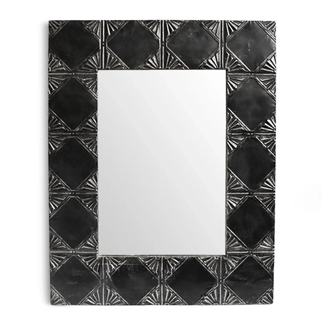 Victorian Leia Vintage Black Ceiling Tin Mirror For Sale - Image 3 of 3