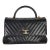 Black Chevron Aged Calfskin Large Coco Top Handle Bag For Sale