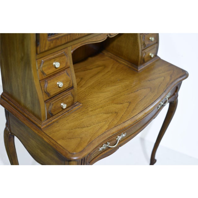 Brown Vintage French Provincial Secretary Desk by Thomasville For Sale - Image 8 of 14