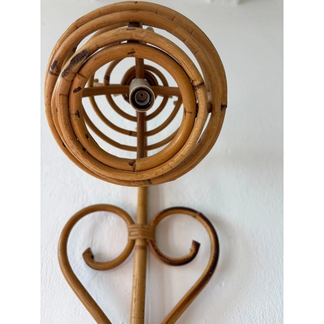 1960s Midcentury Rattan Bamboo Lantern Pair Louis Sognot Style Italy 1960 For Sale - Image 5 of 11